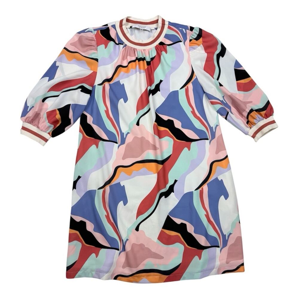 Crosby by Mollie Burch abstract print puff sleeve midi dress